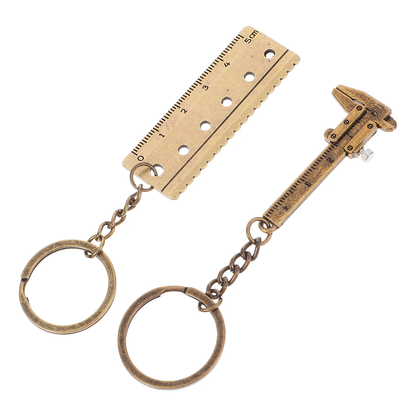 2 Pcs Mini Keychain Caliper Tools Ruler Pendant Alloy Golden Measuring Vernier Small Party Favors for Adults