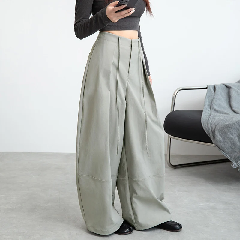 Hip Hop Oversized Pants Women Japanese Harajuku Baggy Wide Leg Pant Woman Autumn Winter Chic Lace-Up Lazy Style Pleated Trousers - Image 6