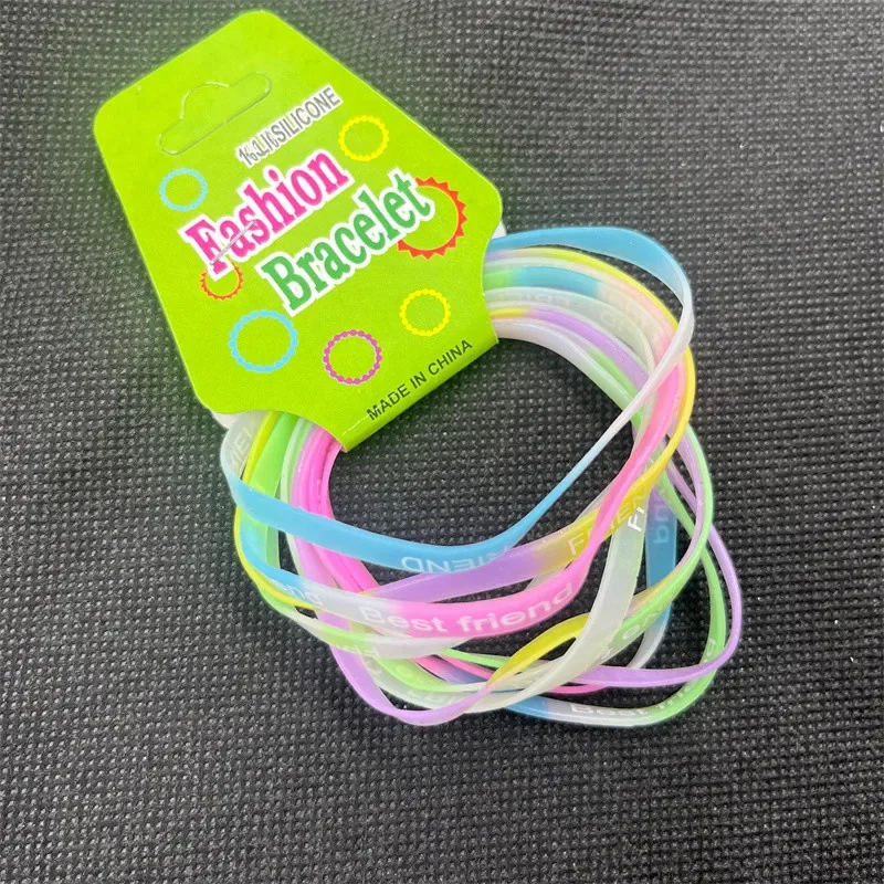 أساور من السيليكون الفلوري ، حركة الحروف الإنجليزية ، إضاءة مضيئة ، ملونة ، متعددة العبوات ، هدايا الحفلات ، 10: 20: 50: 00 #4