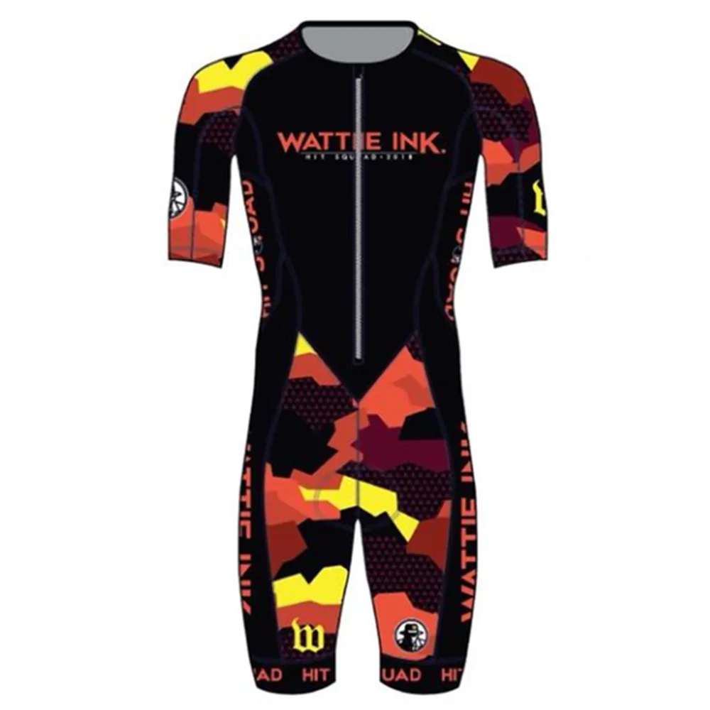 

Велосипедный комбинезон Wattie Ink Triathlon с коротким рукавом, мужской велосипедный костюм, горный костюм, шоссейный скоростной костюм, цельный купальник