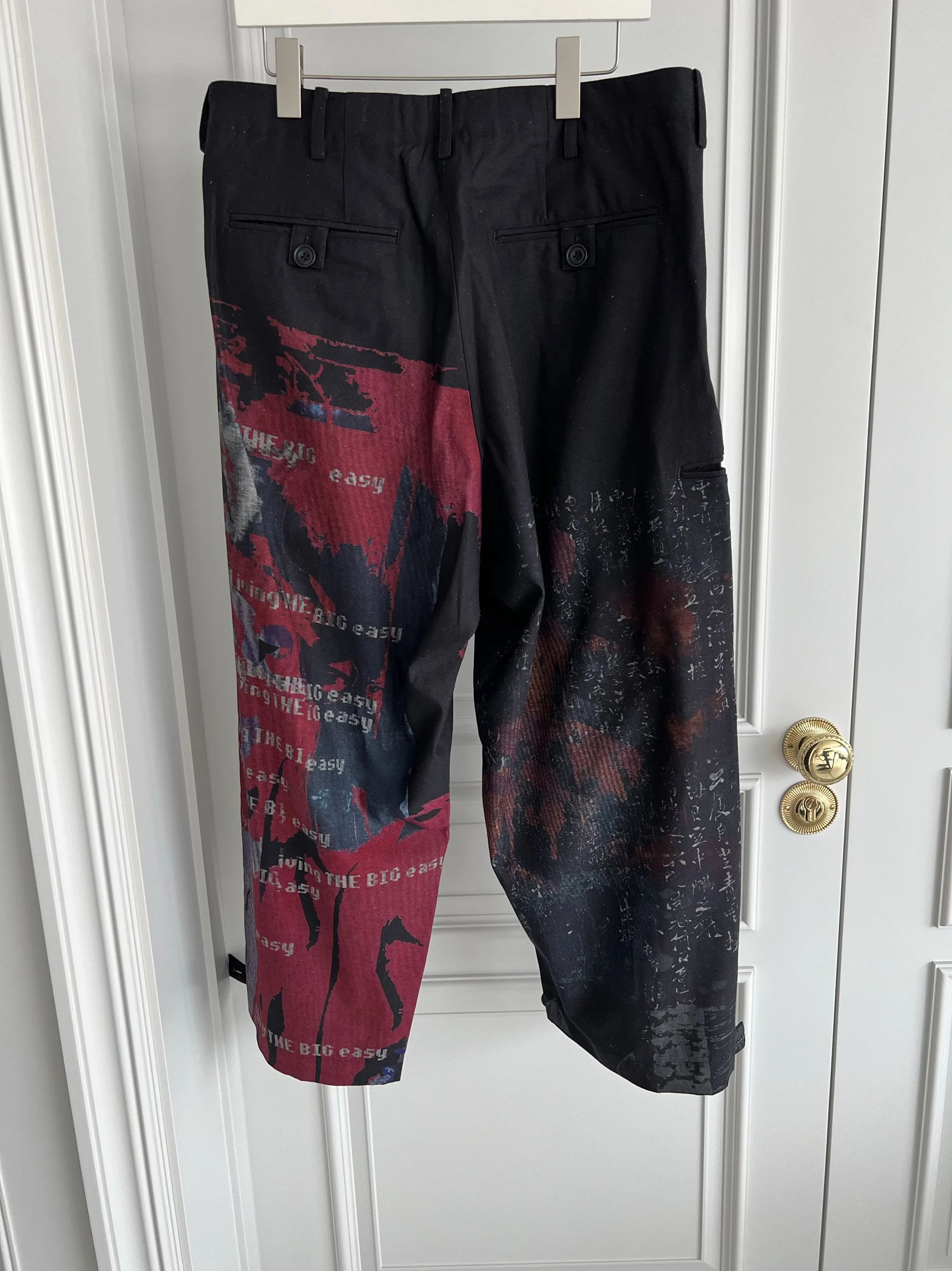 Pantaloni a gamba larga stampati in puro cotone dal design originale TOP-YAMAMOTO