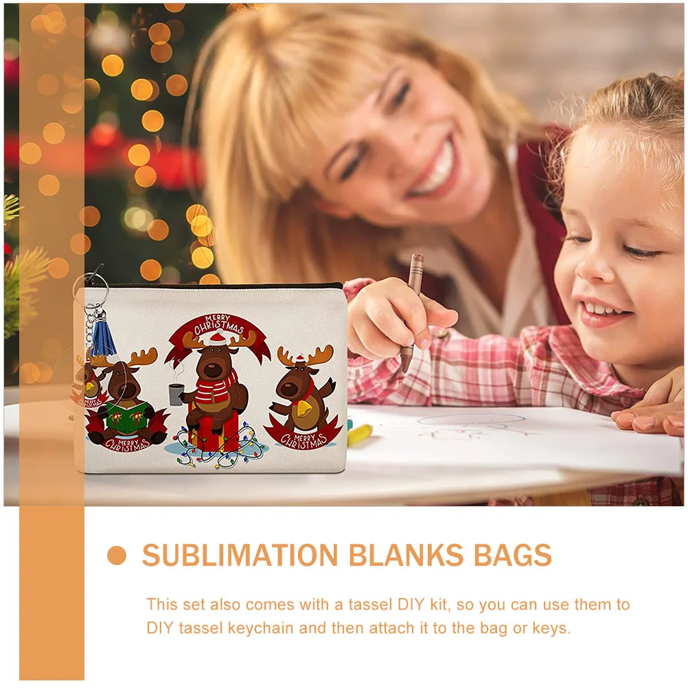 

1 компл. DIY ремесло холст пеналы сублимационные пустые косметички теплопередача туалетные принадлежности органайзер для путешествий на молнии