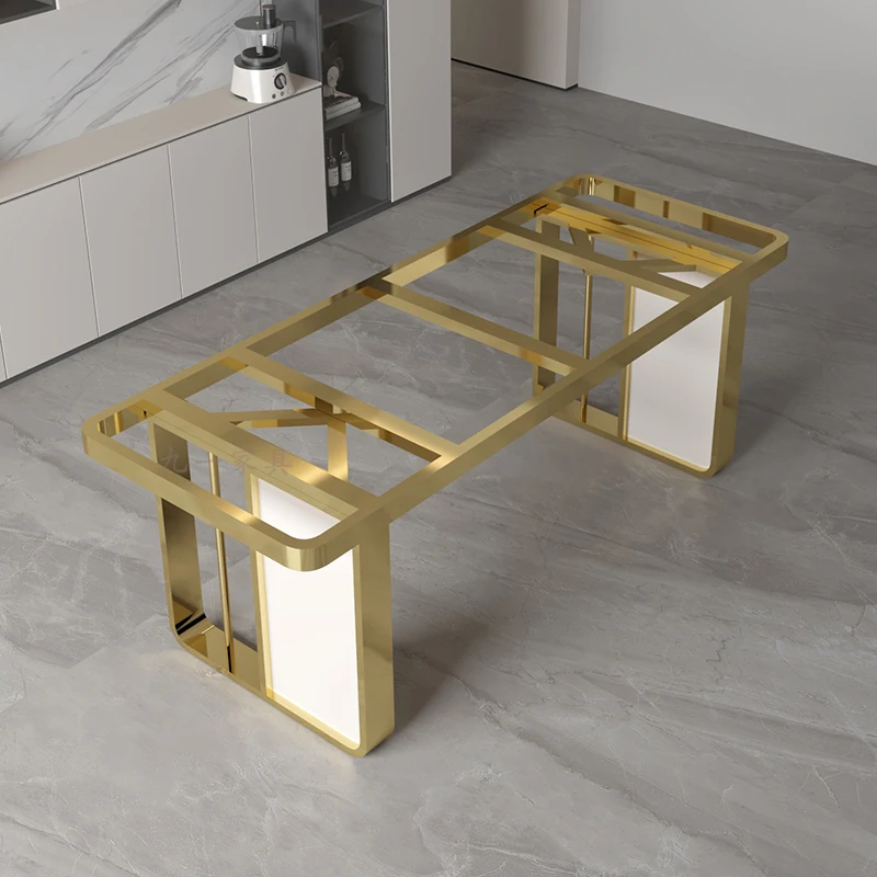 

Light luxury marble table leg bracket rock slab foot stainless steel dining sole seat tea luxury stone table l