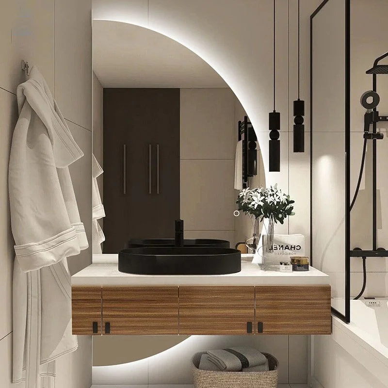 Touch LED Bathroom Mirror Wall Semicircle Vanity Dressing