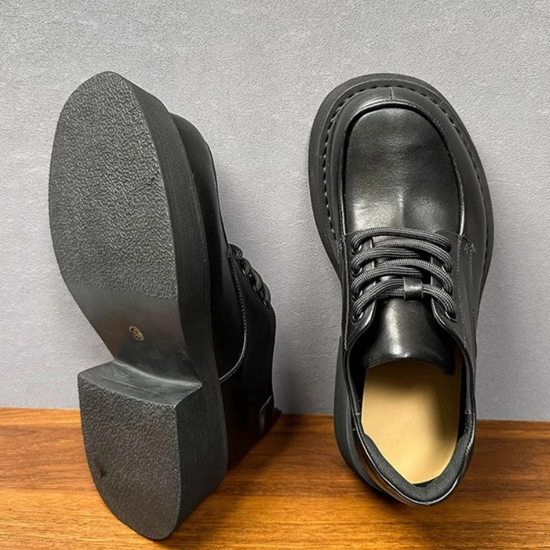 Europa/americano mostrar design casual derby sapatos para homens crescente sapato de couro genuíno versão ampla sapatos de elevador leve