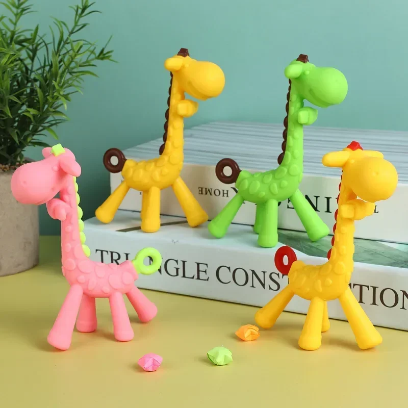 Cute Baby Molar Teether Silicone Giraffe Teethers Cartoon Teething for Babies Relief Gums Pain Toys Newborn Essentials