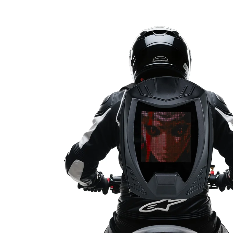 

LOY Pixel Knight Mecha Appearance Hard Shell Waterproof Motorcycle Travel Led High-brightness Display Backpack for Men
