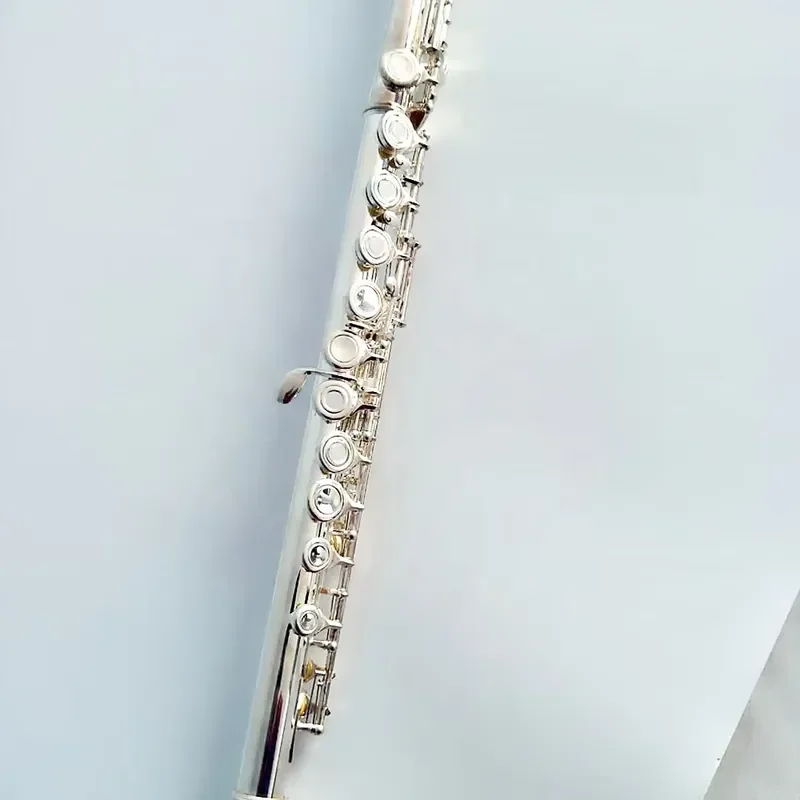 16 17 Hole Silver Plated Flute Open Key Professional Stage Performance Instrument Band Orchestra Student Beginner Musical
