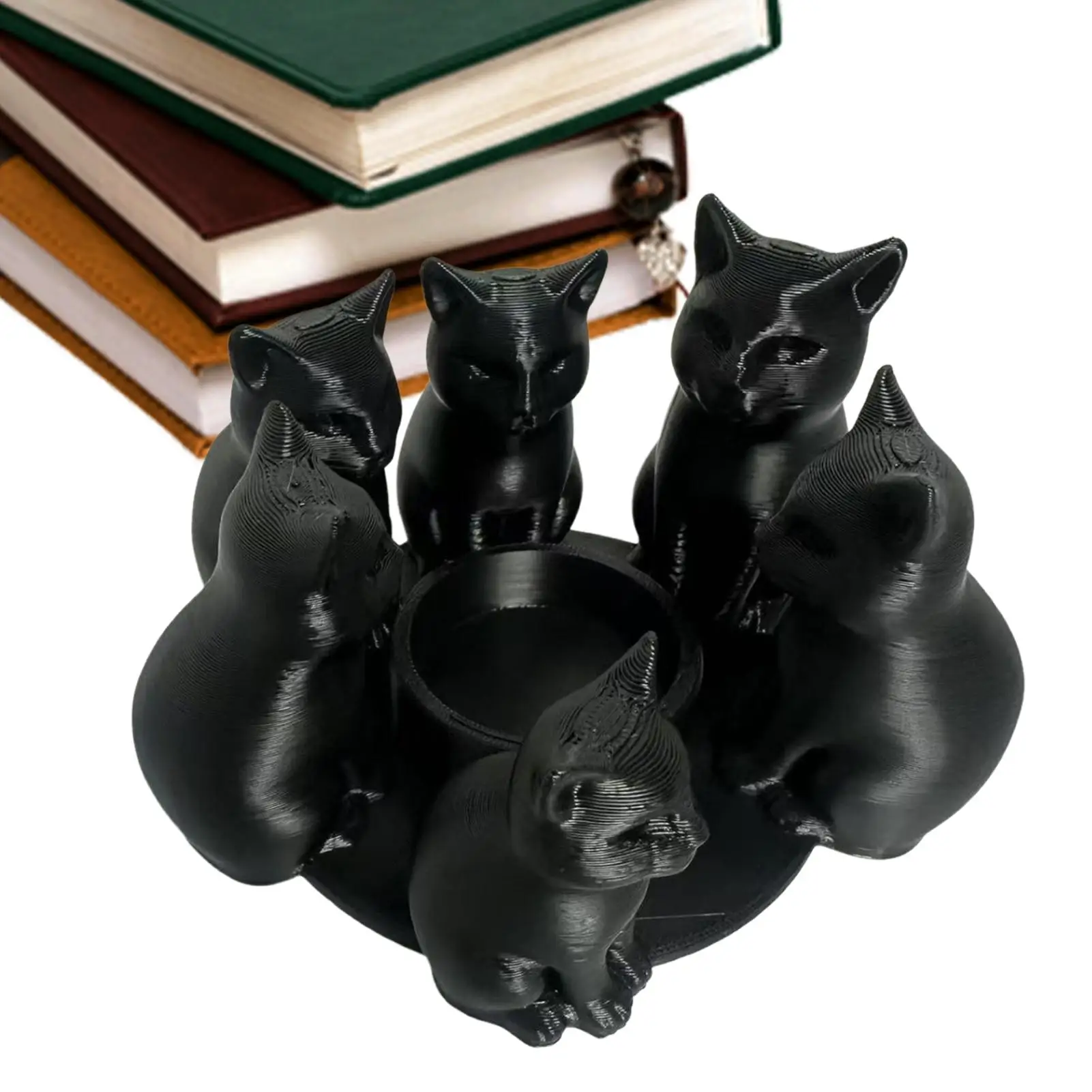 Black Cat Candle Holder 3D Printed Desktop Decoration Animal Candle Holder Ornament for Home Office Apartment Living Room