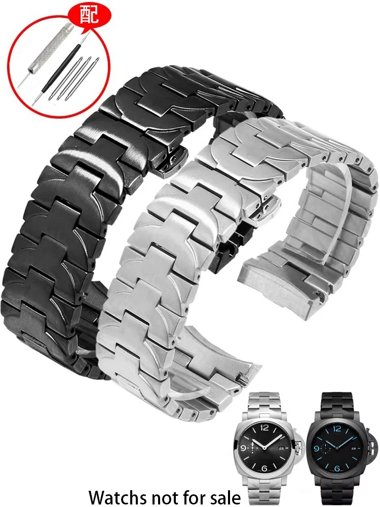 

22mm 24mm Solid Curved End Steel Watch Band, Metal Replacement Wrist Strap for Panerai PAM441 111 PAM01316 Men Watch Accessories