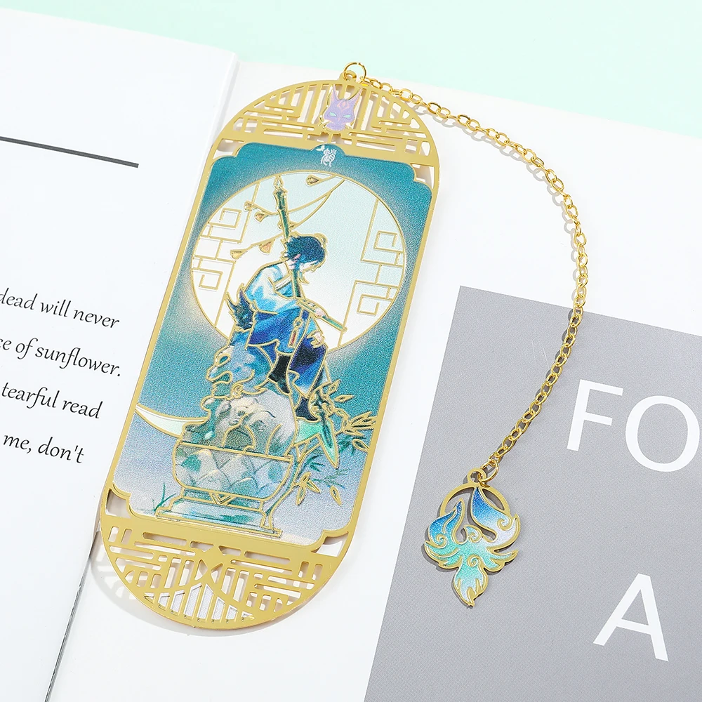 Game Genshin Impact Figure Xiao Ganyu Metal Bookmarks for Women Men Fans Collection Book Marks Lover Gifts for Friends