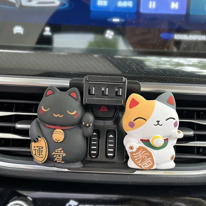 Car Air Freshener Diffuser Clip Lucky Cat Fragrance Diffuser Resin Art Perfume Clip Car Air Outlet Interior Accessories