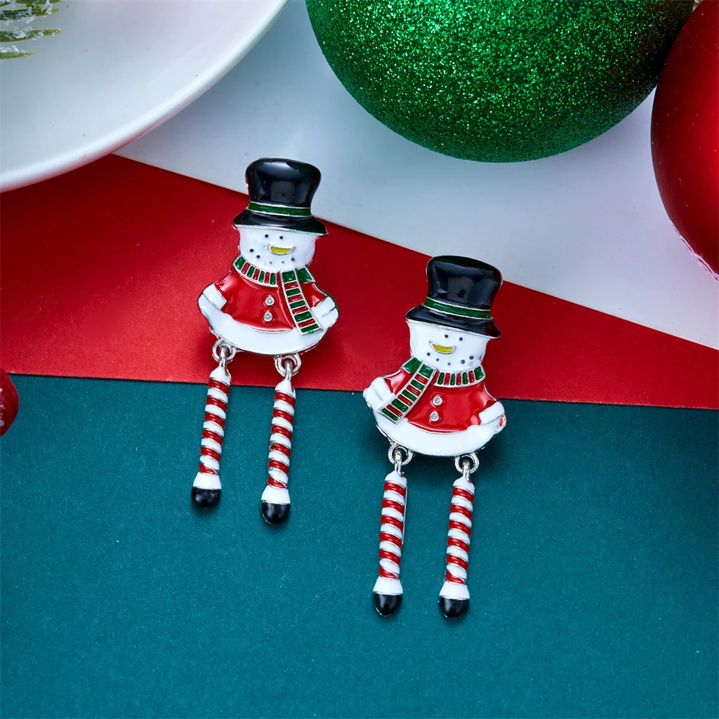 Lustige Langbeinige Lebkuchenmann-Ohrhänger für Frauen Trendige Kreative Zylinder-Schneemann-Ohrringe Weihnachts- und Neujahrs-Schmuck – Detail 6