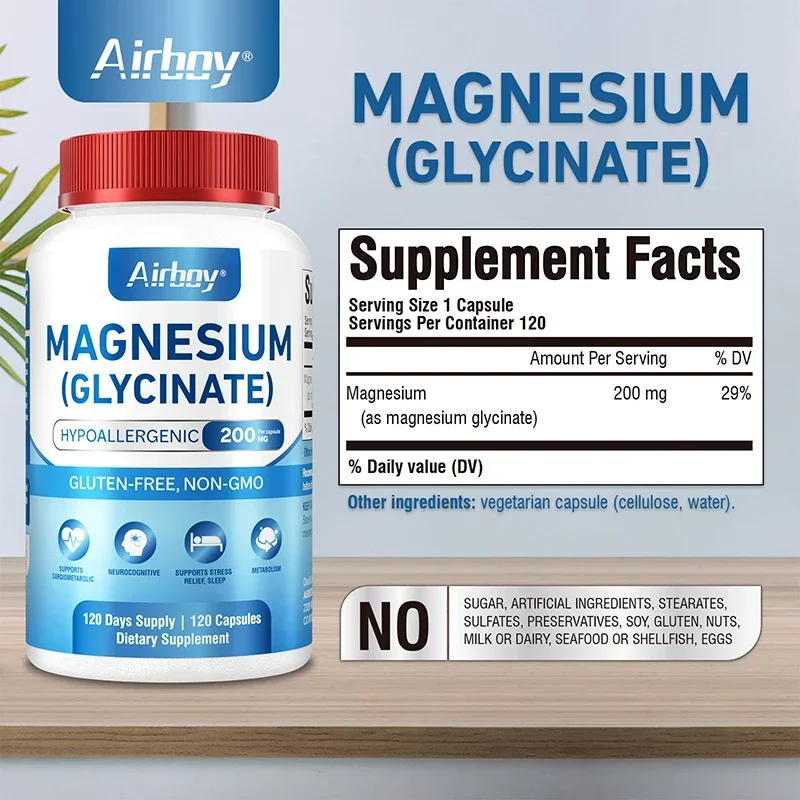 Magnesium Glycinate - Promotes Muscle, Joint and Bone Health, Improves Sleep, Supports Positive Mood