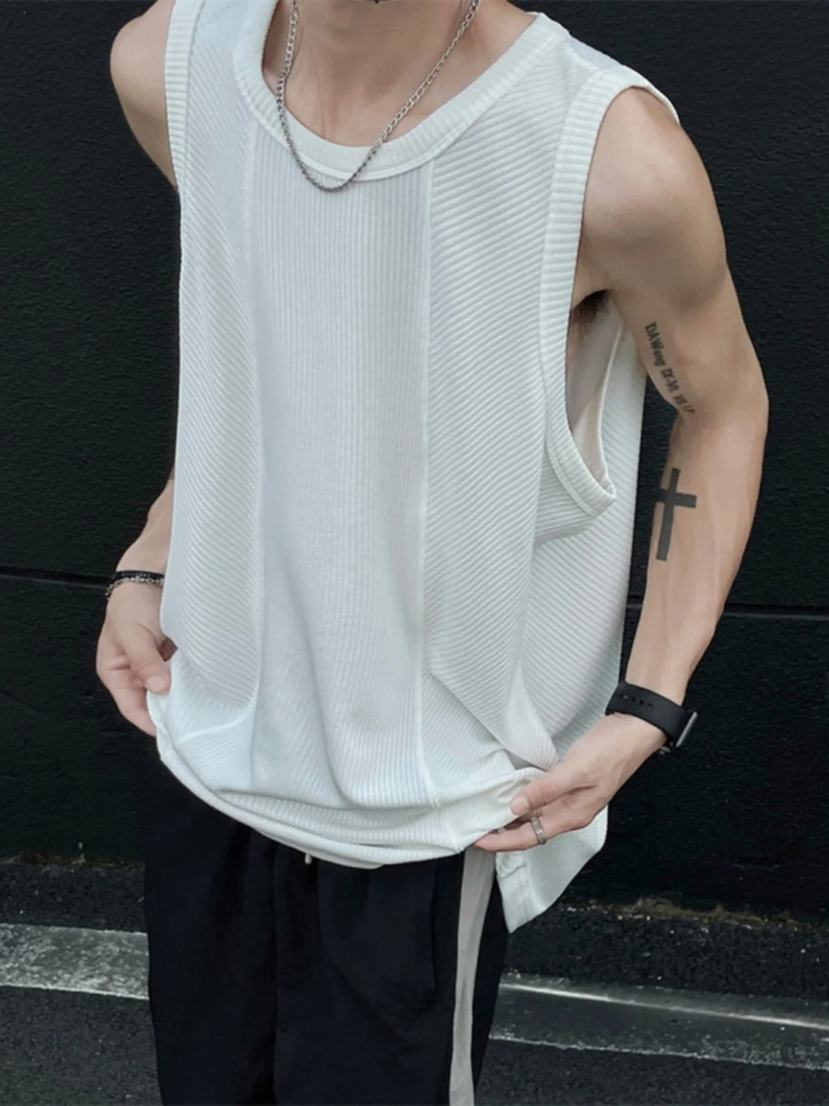 

Men's Fitn Tank Top Loose Lazy Sle Summer Muscle Defn Casual Sport Svel T-irt Trendy Upper Body