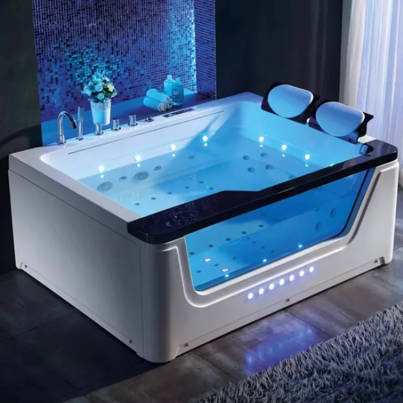 

Professional Acrylic Hydrotherapy Hot Tub White 2 Persons Whirlpool Double Shower Massage Bathtub Price