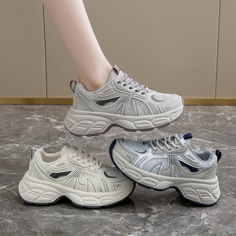 

Women Shoes 2025 New Autumn Trendy Brand Torre Female Thick Sole Increased Casual Flow Reflective Sports Running Trendy Shoes