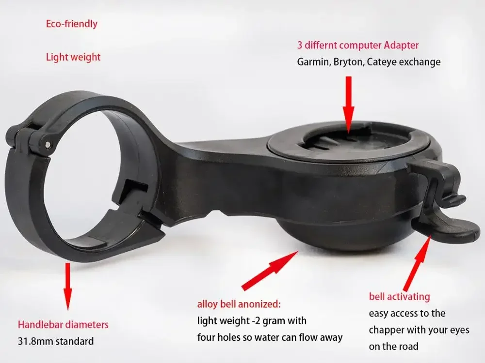 Cycling Bike Computer Mount With Bell Bike handlebar Mount Holder GPS Speedometer Gopro Camera Holder For GARMIN CATEYE Bryton - view 3