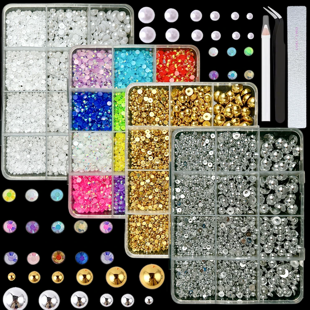 1 Juego de Mini diamantes de imitación coloridos, dulce lazo, flor, resina, dijes para uñas, aleación de perlas con parte posterior plana simulada, decoración artística de uñas de cereza DIY