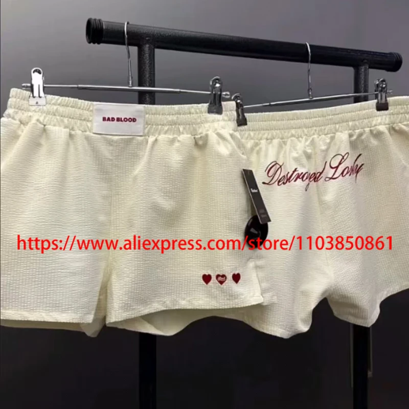 

Korean High Street Trend Badblood Shorts Loose Printed Pattern Embroidery Logo Beach Pants High Quality Badblood Casual Shorts