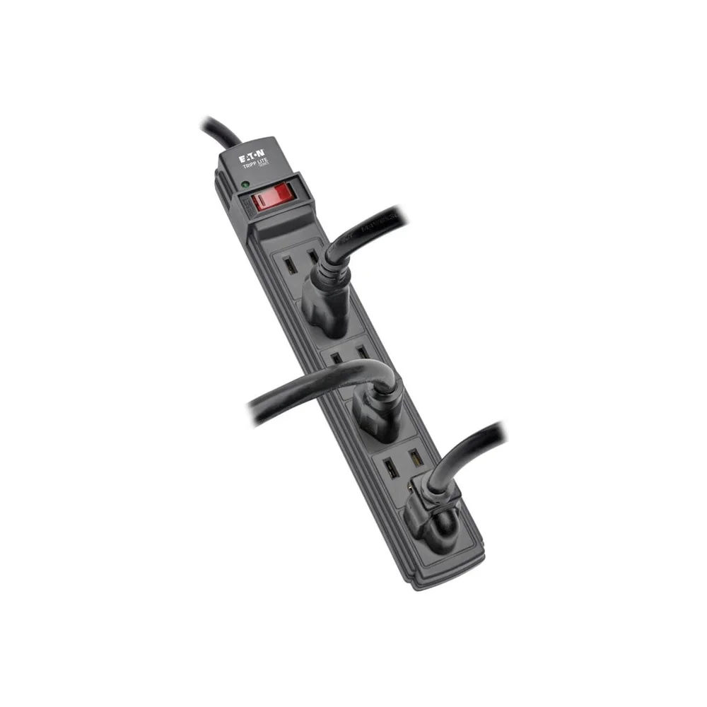 6 منافذ شرائط الطاقة مع سلك 6 أقدام جدار مكتب قابل للتركيب مفتاح مضاء NEMA 5-15P RoHS مصدر طاقة معتمد