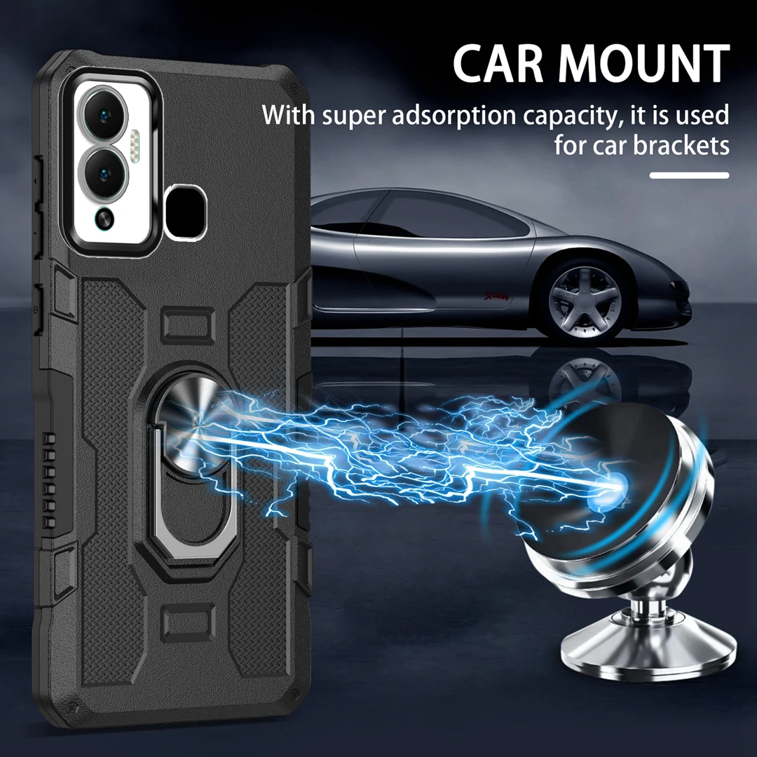 For Infinix Hot 12 Play Case Luxury Armor Shockproof Phone Case For Infinix Hot 9 10 11 Play 12i Magnetic Ring Holder Back Cover - view 5