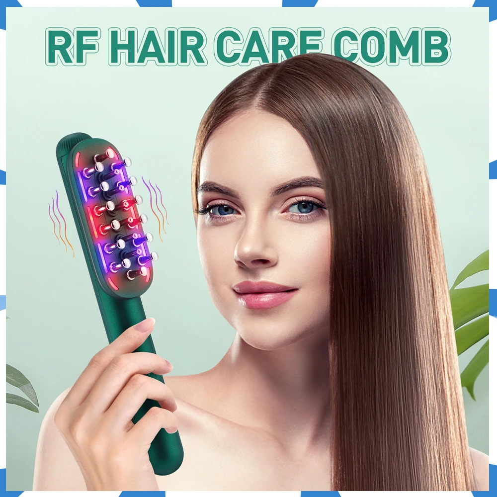 RF Hair Care Comb Micro Current Electric Conditioner LED Colored Light Hot Compress Scalp Household