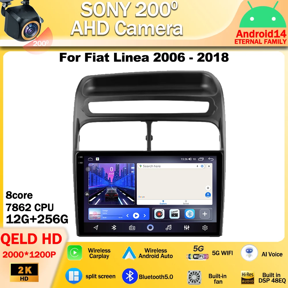 

Android 14 Carplay For Fiat Linea 2006 - 2018 Car Radio Multimedia Video Player Stereo Navigation GPS QLED Screen 4G Head Unit