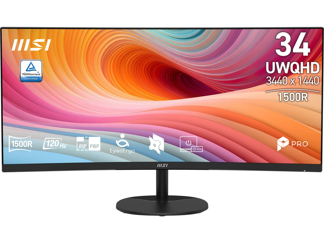 MSI 34 inch UltraWide QHD 2K 1440P 120Hz Adaptive Sync 1ms HDR Ready Built-in Speaker Curved Computer Monitor PRO MP341CQ E12