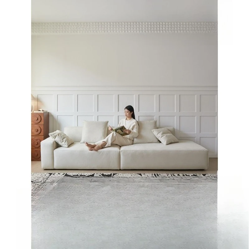 

Sofa single armrest straight row living room French tofu block matte fabric module sofa