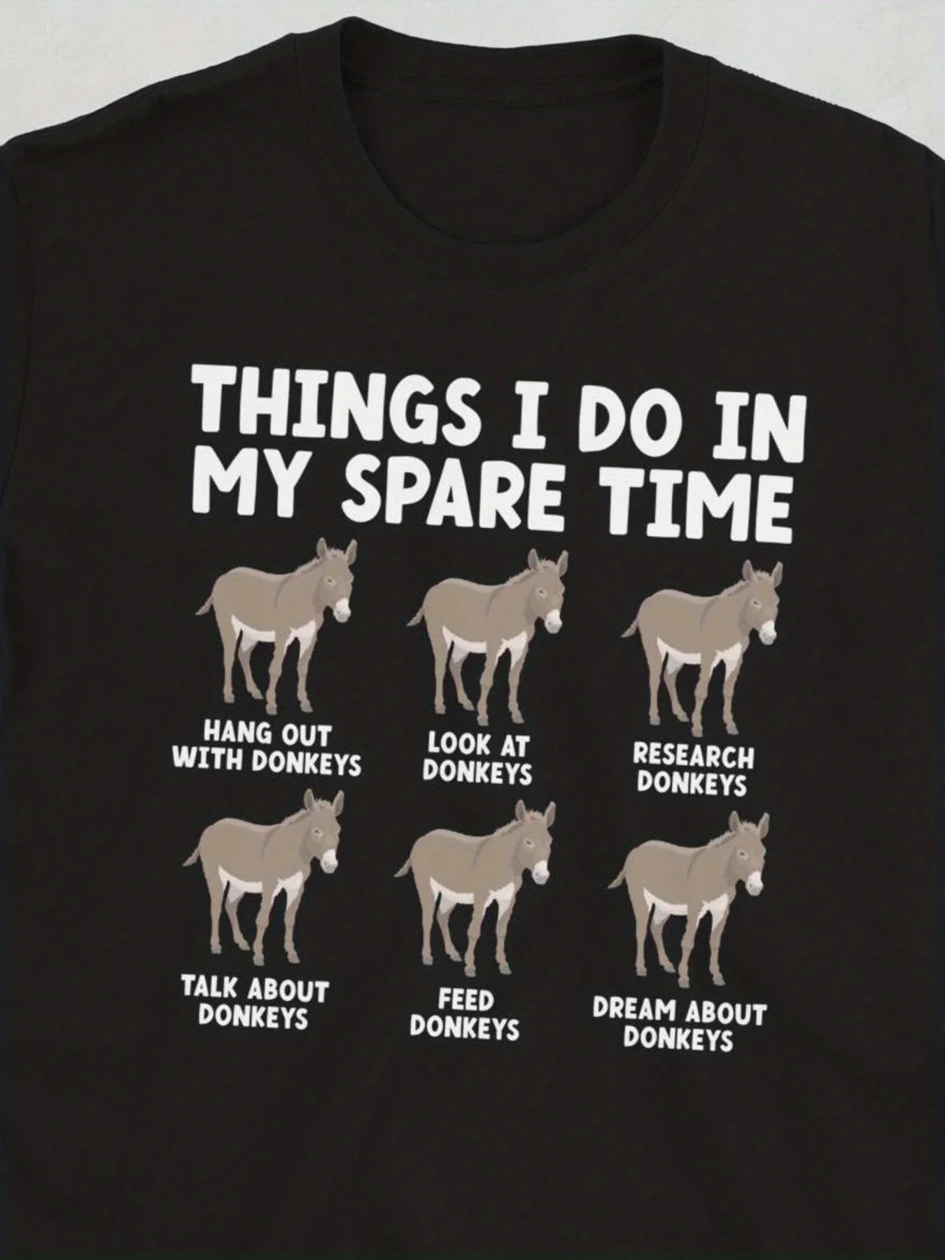 Men's T-Shirt High Quality My Leisure Time Spent with Donkeys Feeding Researching Dreaming Men's Designer T-Shirt Fun T-Shirt