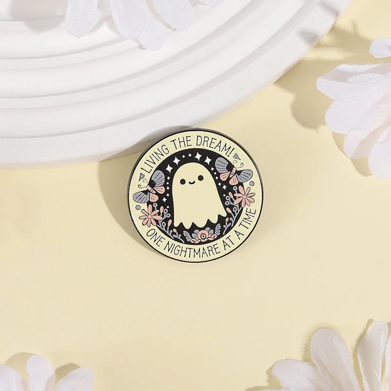 تعيش الحلم كابوس واحد في وقت المينا دبوس لطيف شبح بروش شارة التلبيب بروش هالوين مجوهرات هدية للأصدقاء #4