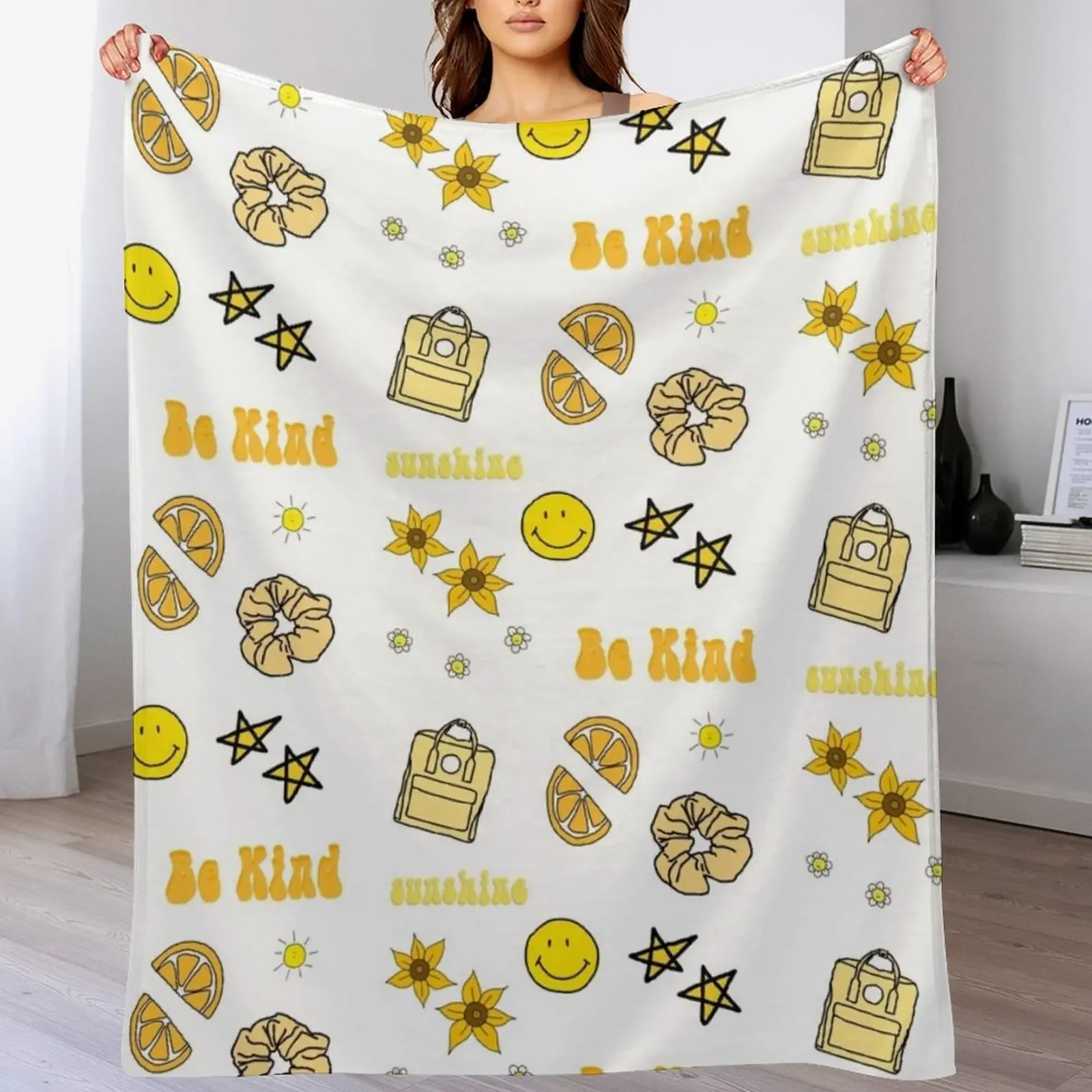 

VSCO Girl Yellow Sticker Packet Throw Blanket Bed covers Camping Custom christmas gifts Blankets
