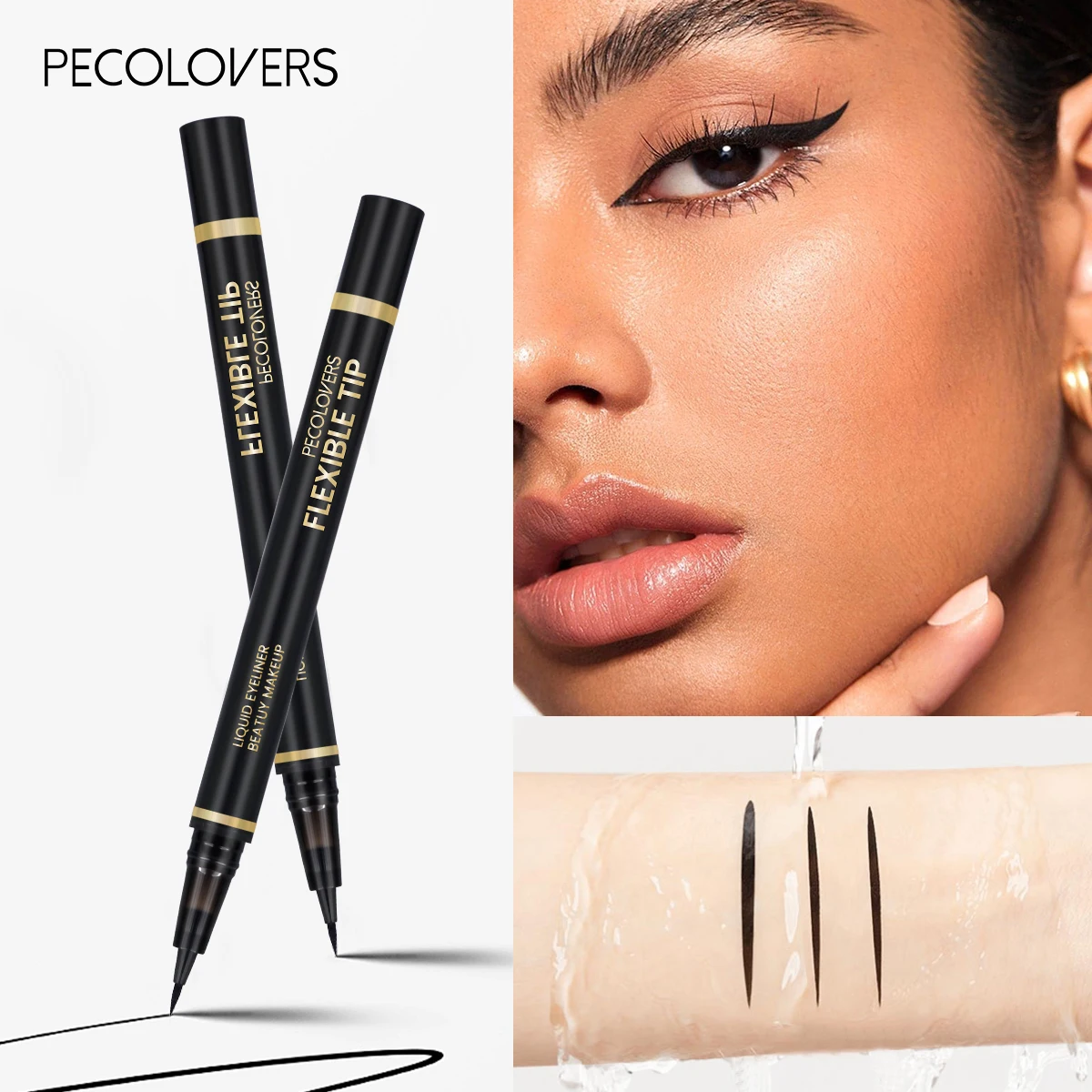 อายไลเนอร์ชนิดน้ํากันน้ํา 1 ชิ้น, ดินสอเขียนคิ้ว - เนียน, ติดทนนาน, ป้องกันรอยเปื้อน, เหมาะสําหรับผู้เริ่มต้น