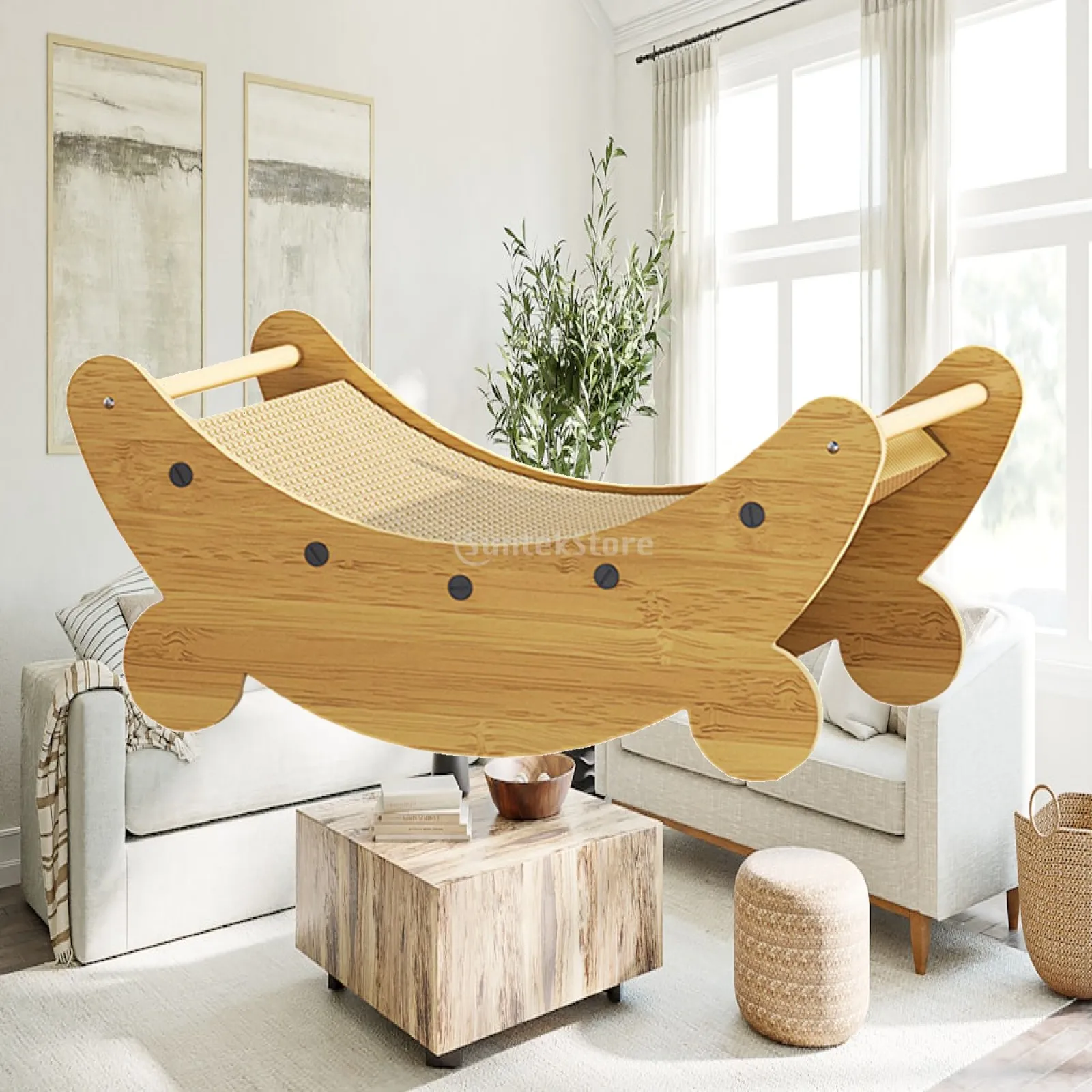 Cat Scratcher Lounge Furniture Protector Sturdy Reusable Grind Paw Kitten Cat Scratcher Toy Sleeping, Play, Rest Moon Shaped