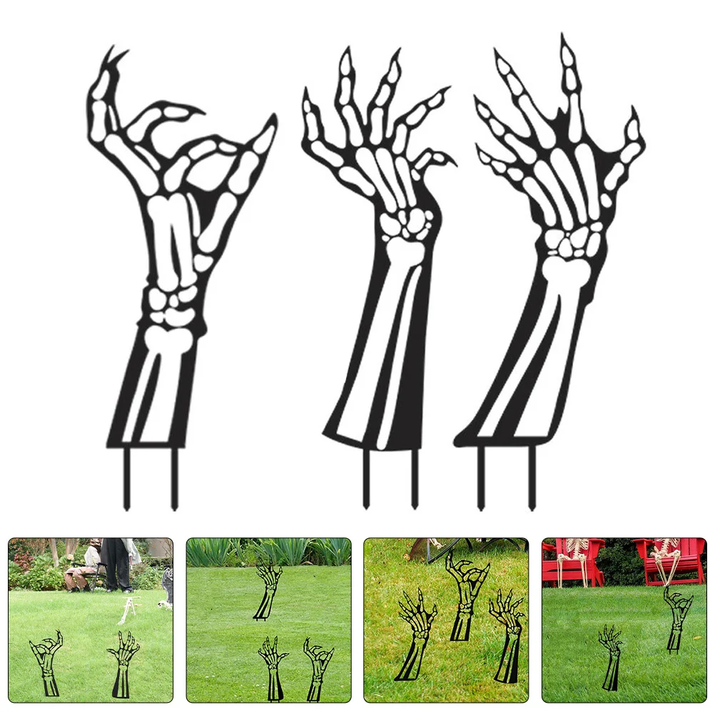 

3 Pcs Skull Ghost Hand Decorations Iron Halloween Yard Stakes Garden Signs Outdoor Lawn Decorations Festive Horror Atmosphere