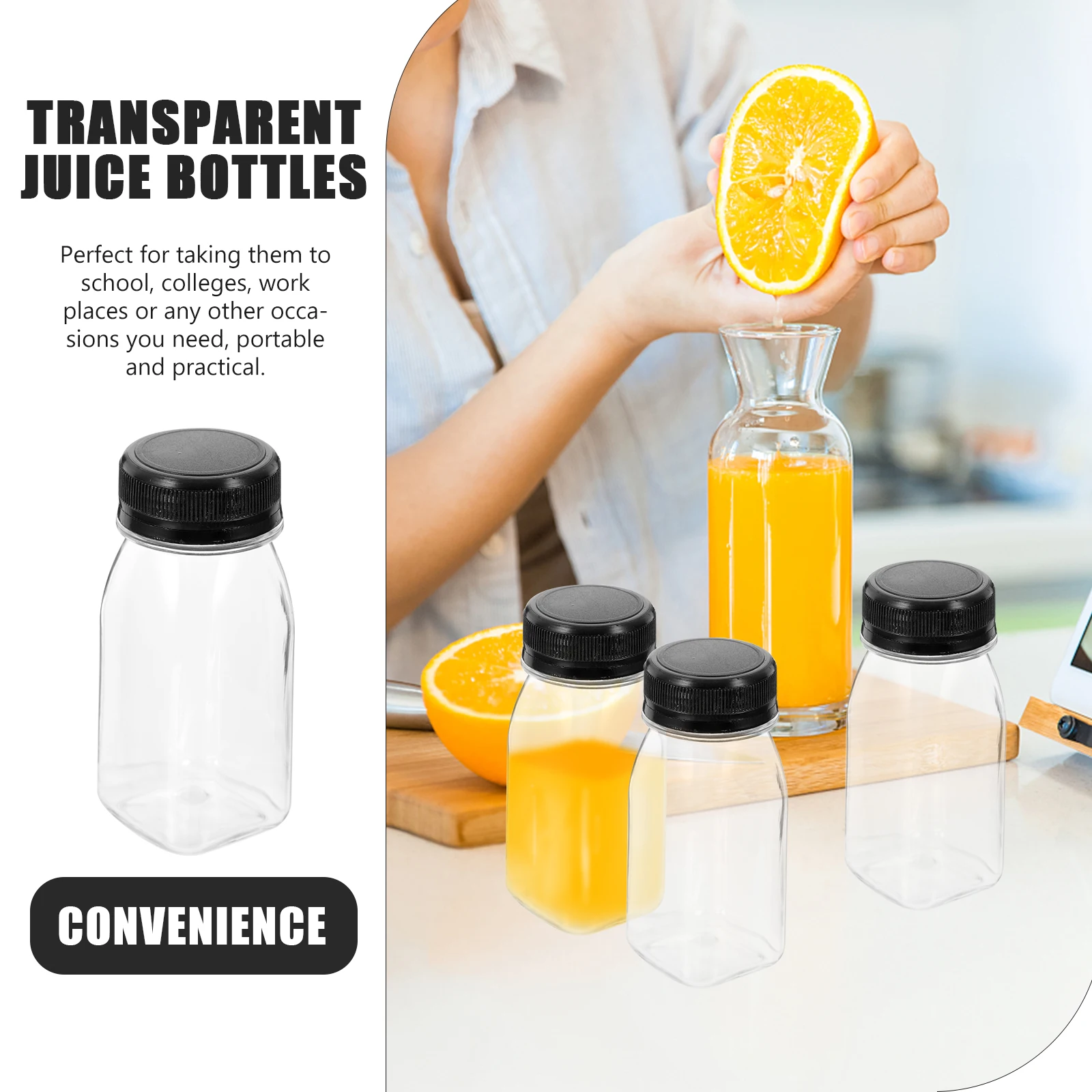 

20Pcs Juice Bottles Transparent Premium Plastic Portable Leak-Proof for Milk Yogurt Cold Drinks Outdoor School Work Airtight