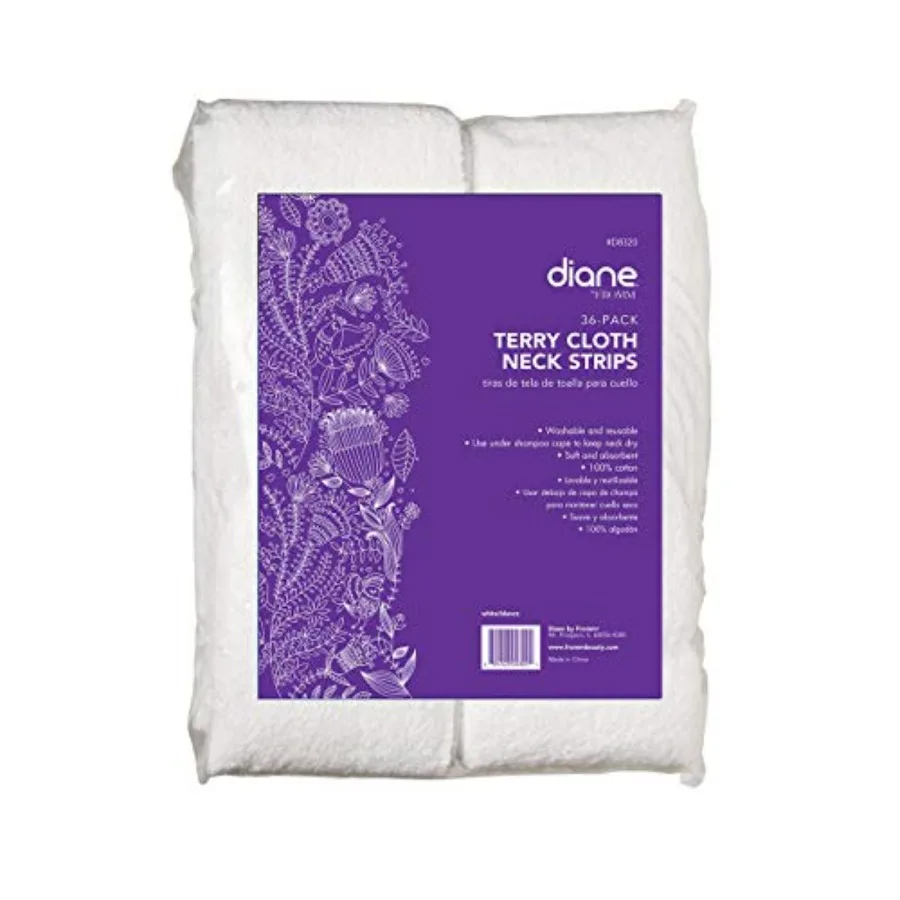 

Полотенца-полоски для шеи Diane Terry Cloth, быстросохнущие, для использования в парикмахерских, салонах, спа-салонах, особо прочные, впитывающие, белые, 36 штук в упаковке