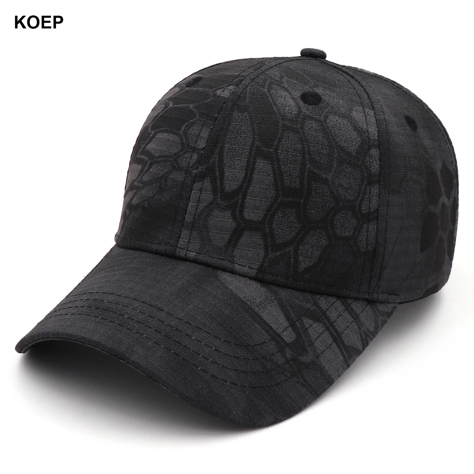 KOEP New Outdoor Fishing Jungle Black Python Camouflage Baseball Cap Hunting Hat Cotton Dad Snapback Biomimetic Camo Hats KBKP2