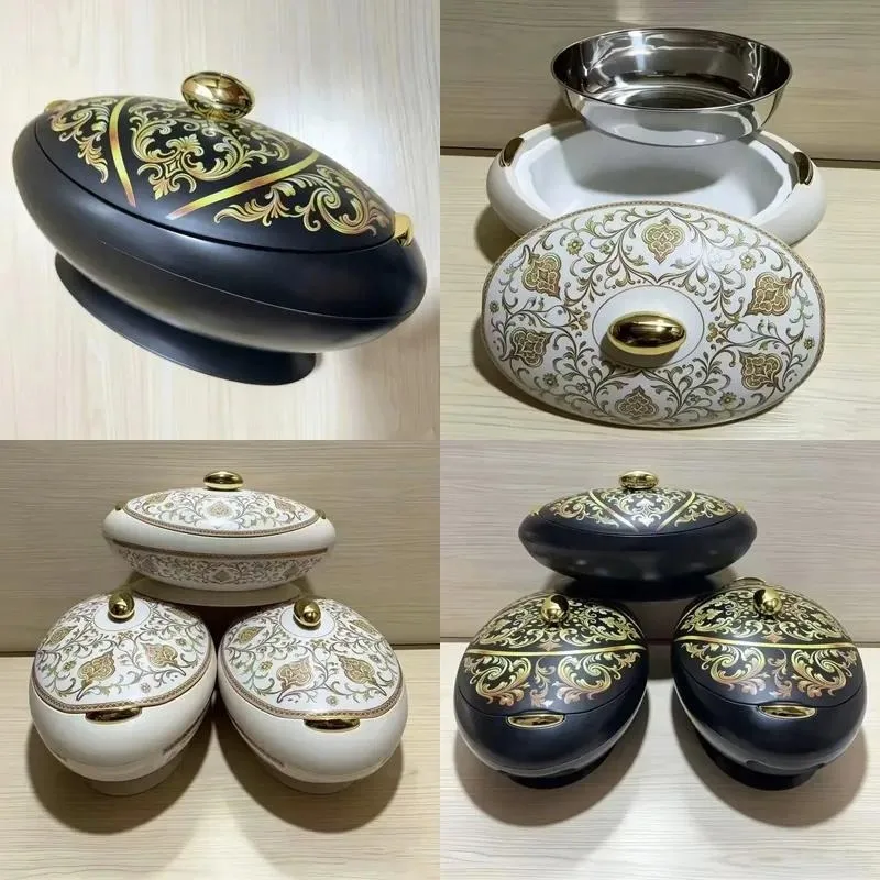 Elegant large thermal insulation casserole set 3-piece set 4L 5L 6L thermal insulation food heater, suitable for family
