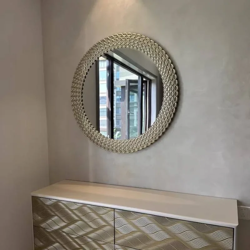 C Gold Frame Decorative Mirrors Round Toilet Luxury Salon Aesthetic Make Up Mirror Wall Vanity Espejos Para Pared Bedroom Stuff