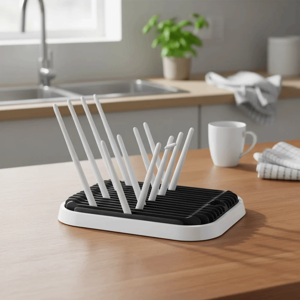 Foldable Baby Bottle Drying Rack Plastic Sturdy Bottle Cleaning Dryer Detachable Portable Bottle Holder Kitchen Organization