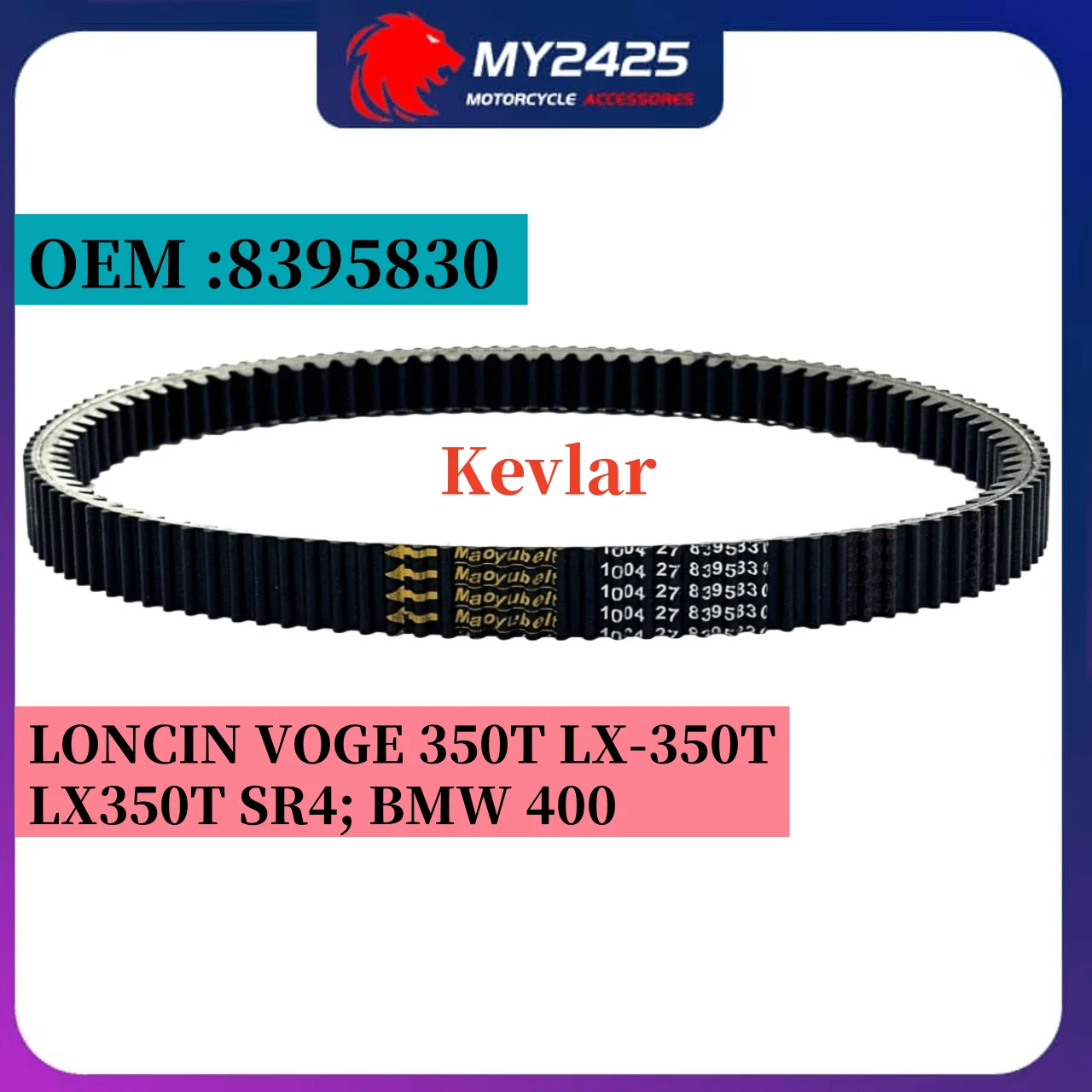 Kevlar 8395830 Drive Belt For BMW 400 LONCIN VOGE 350T LX-350T LX350T SR4 1004 27 BWM 8395830
