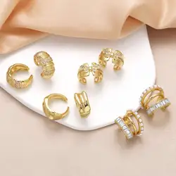 Small Layered C Shaped Ear Clips for Women Clear Crystal Butterfly Clip Earrings No Piercing Jewelry ersr34