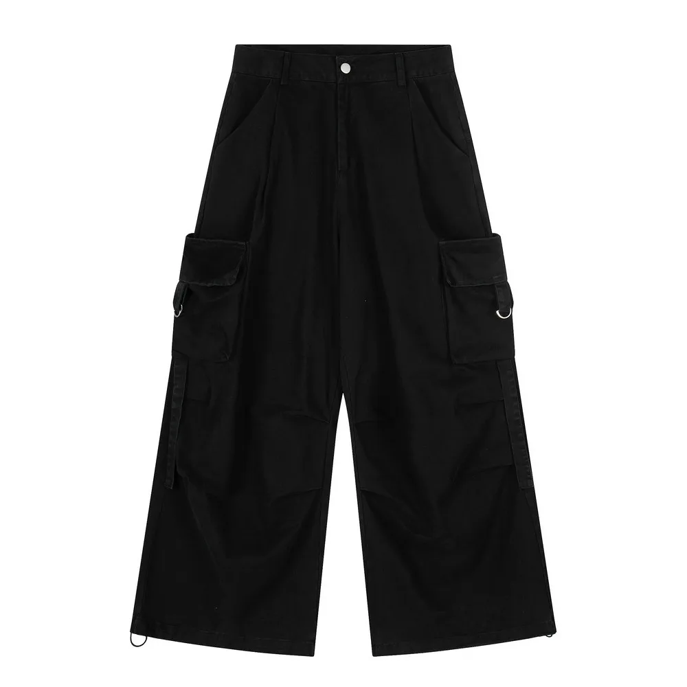Pockets Letters Printed Wide Leg Grunge Oversize Goth Cargo Jeans Pants Trousers for Women Grils Streetwear Winter Spring