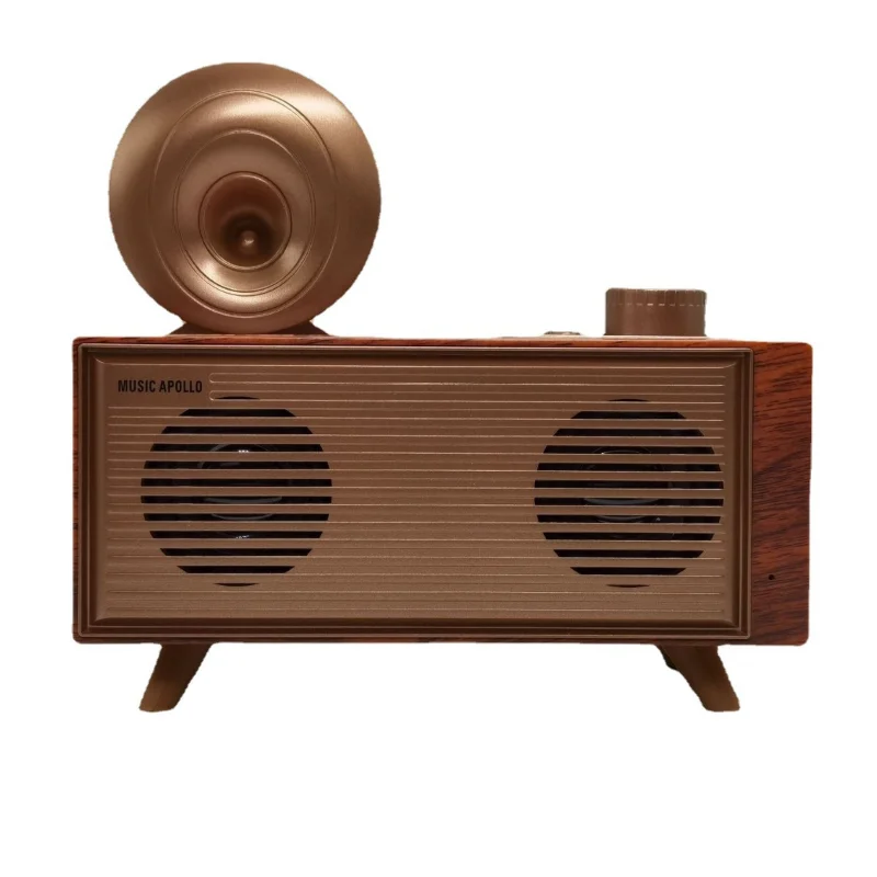 

retro wood grain bluetooth speaker, mini small radio, outdoor portable new stereo