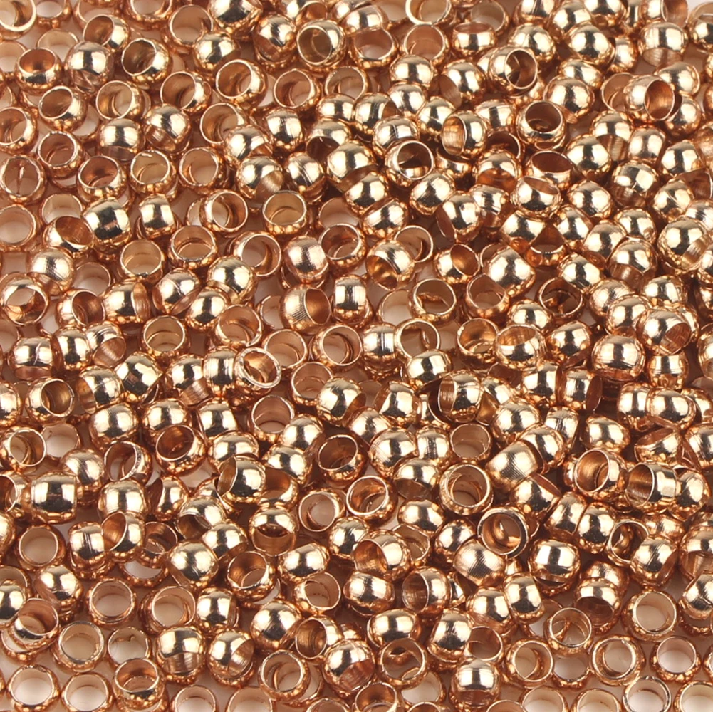 1000pcs 2-3mm Gold Silver Color Ball Crimps End Beads Stopper Spacer Components Beads For Jewelry Making Finding DIY Accessories