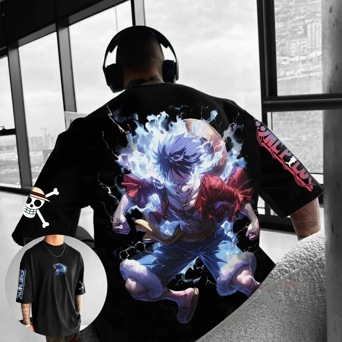 

ONE PIECE Nika Luffy Gear 5 Anime Harajuku Summer Hot 2025 New T-shirt Men Cotton Fitness Vintage Street Oversized Women Casual