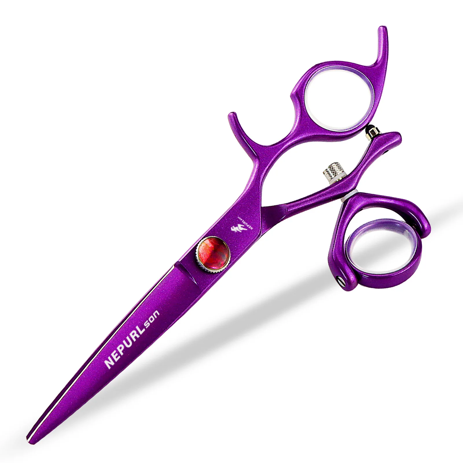 NEPURLSON Purple lacquered 6-inch fly shears, flat shears, tooth shears, 360-degree rotating handle