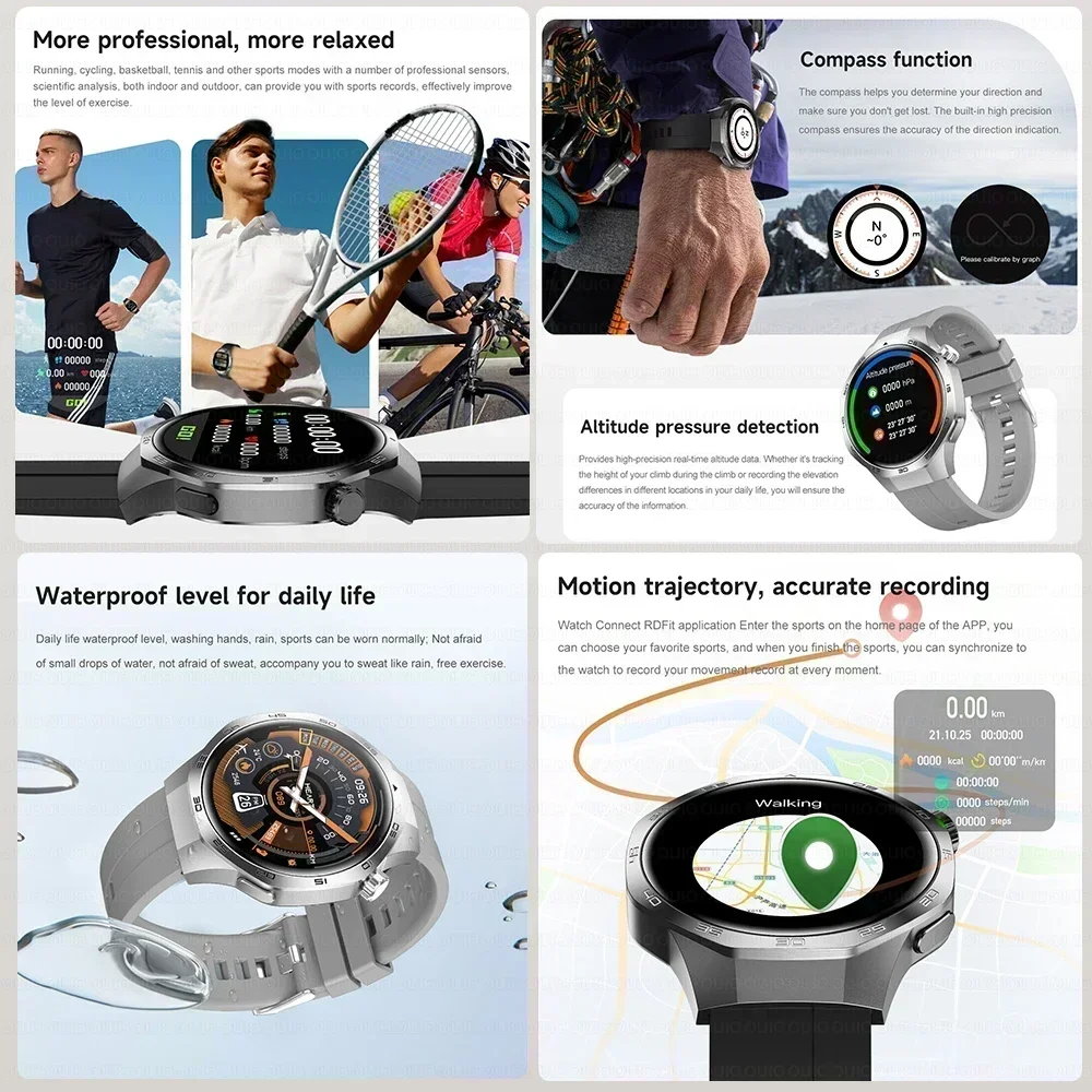 2025 Nieuwe Voor Huawei GT 5 Pro Max Smart Horloge AMOLED Scherm Mannen GPS Track Kompas Hoogtemeter Waterdichte Bluetooth Oproep smart watch